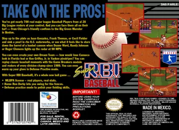 Super R.B.I. Baseball (USA) box cover back